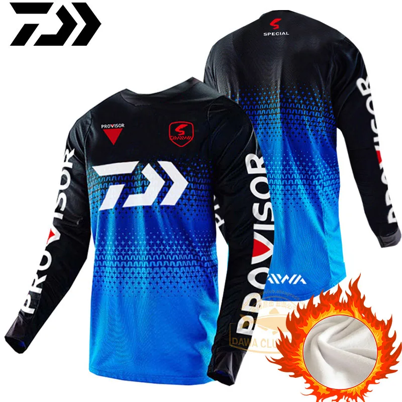 Thermal Fishing Sweater DAWA Fishing Sweatshirt Thicken Winter Fleece Fishing Jersey Long Sleeve Thermal Underwear Sweater
