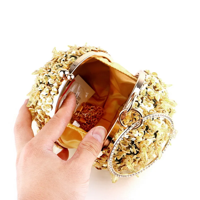 

Luxury Beads Tassel Round Evening Bags for Women Handbag Designer Circle Wedding Banquet Party Clutch Women's Bag Fashion Purse