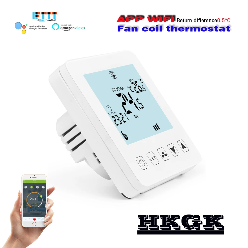 4pipe&amp2pipe wifi fan coil unit Central air conditioning thermostat for heating & cooling Works with Alexa Google home |