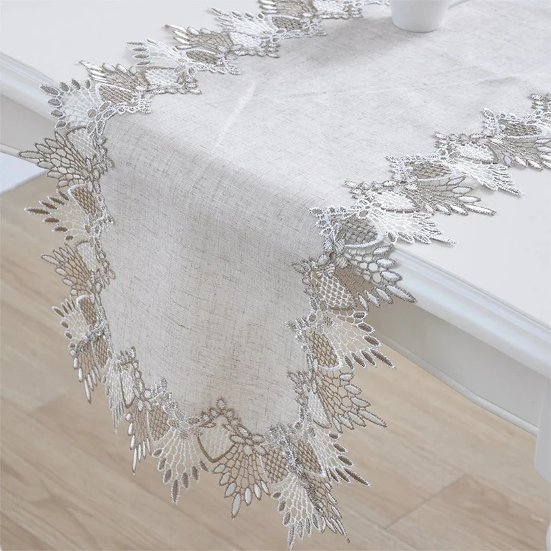 Скатерть льняная ручной работы простая современная кружевная скатерть