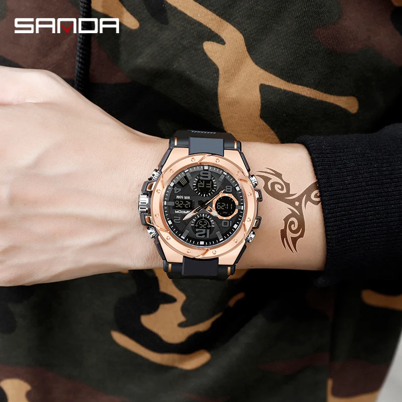 

SANAD Watches Men Military Sports Watches Fashion Countdown Men's Waterproof LED Digital Watch For Man Clock Relogio Masculino