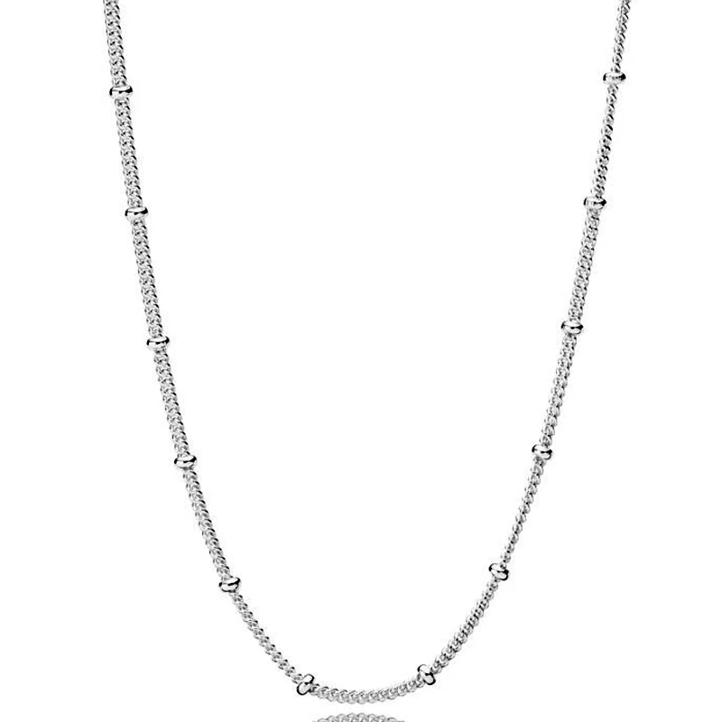 

Original Rose Gold Vintage Silver Beaded Chain Basic Necklace For 925 Sterling Silver Bead Charm Necklace Europe Diy Jewelry
