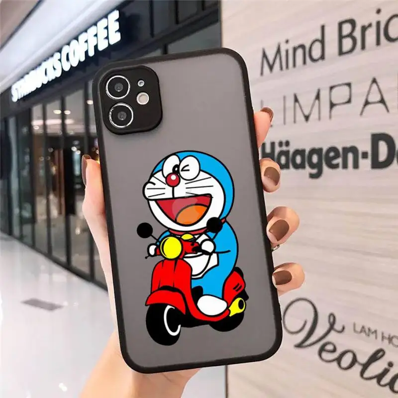 

Cute Cartoon Doraemon Robot cat Phone Cases matte transparent For iphone 7 8 11 12 plus mini x xs xr pro max cover