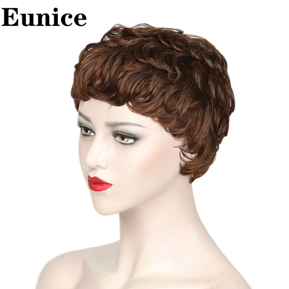 Короткие парики для американских женщин черные короткие синтетические волосы парик для косплея короткие вьющиеся волосы парик на шнурке с расчески внутри