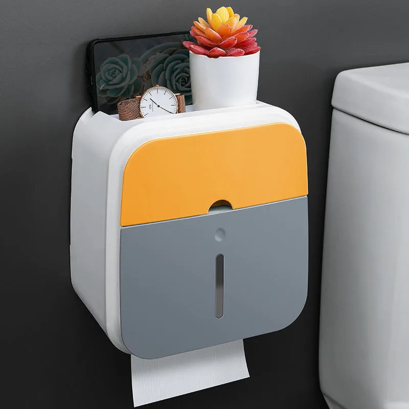 

Multi-function Wall Mounted Toilet Paper Holder Free Punching Plastic Waterproof Organizer Bathroom Storage Racks Home Accessory