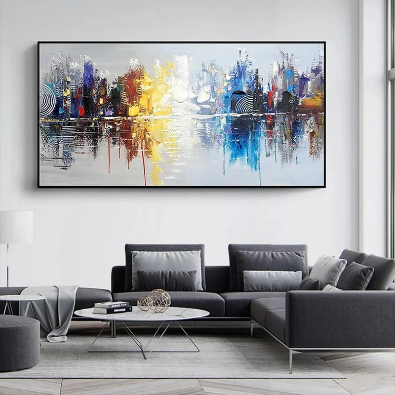 

Abstract Graffiti Wall Art Hand Painted Cityscape Modern Canvas Paintings Cuadros Wall Art Pictures for Home Decor