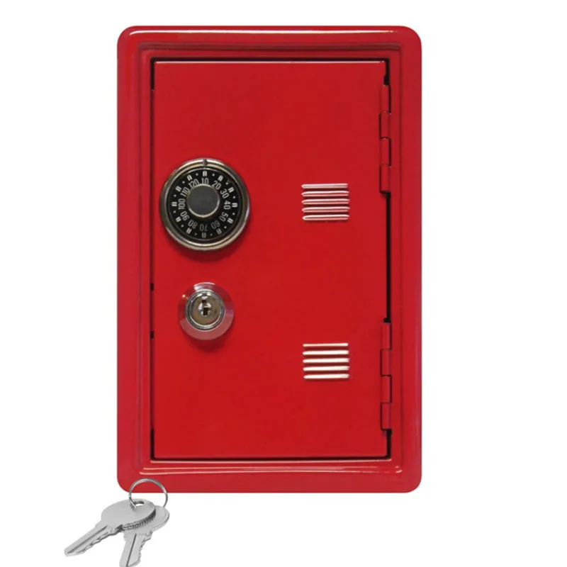 Прямоугольный металлический мини безопасный пароль с ключом Копилка безопасной
