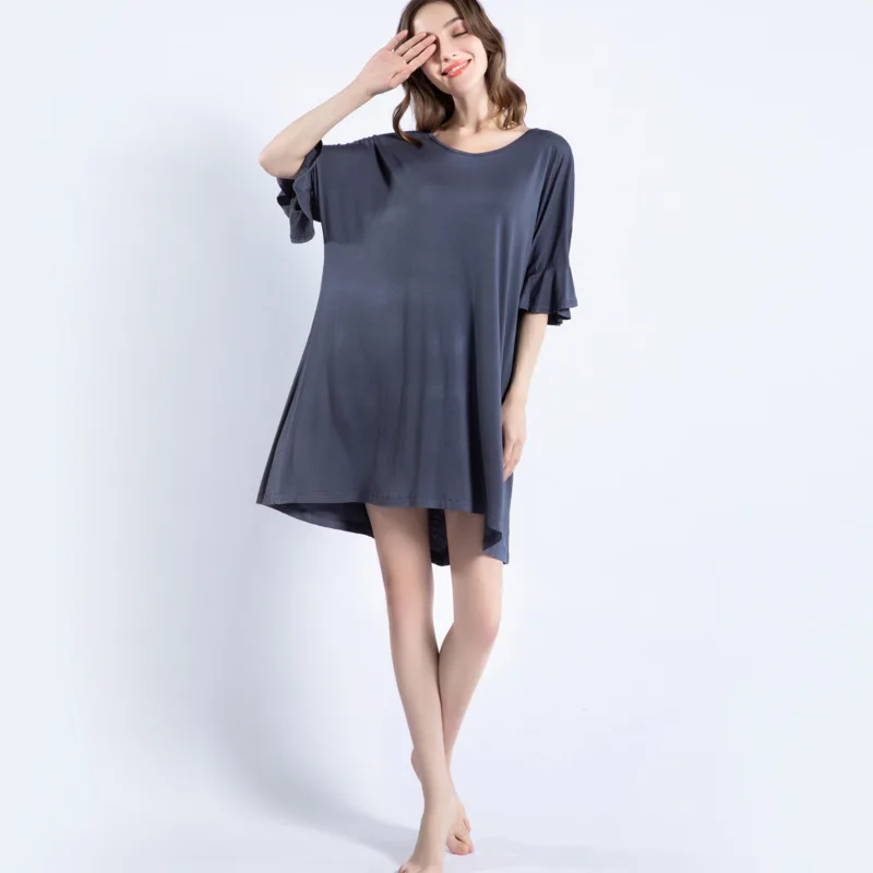 

Modal Nightdress Women Half Sleeve Breathable Comfy Sleepdress Lady Summer Soft Nightgown Sleepwear Home Clothes Women Plus Size