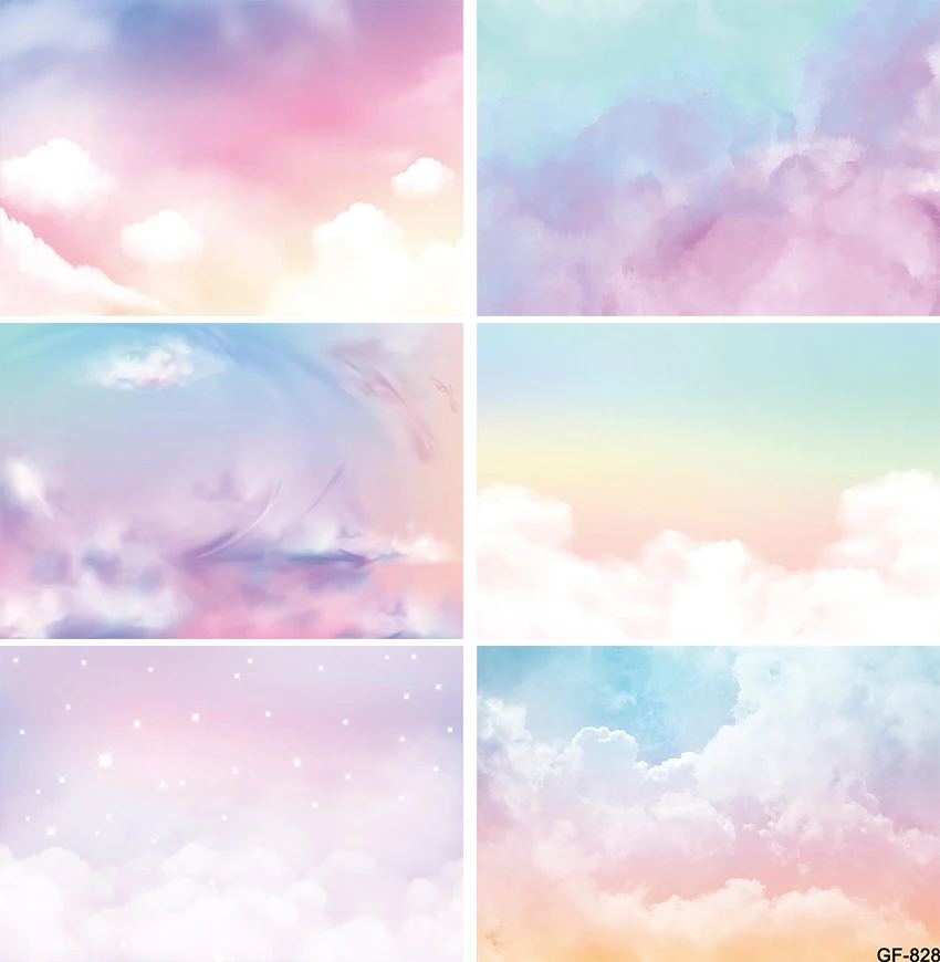 Пастельные фоны для фотосъемки с небом и облаками Радуга день рождения ребенка