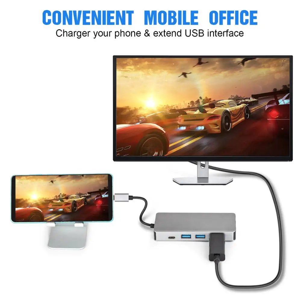 USB-C Thunderbolt 3 концентратор usb3.1 Тип C на HDMI 4 к 30 гц VGA SB3.0 док-станция USB PD 5in1 док-адаптер
