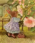 Картина маслом на холсте с изображением кролика и цветов, 14 карат