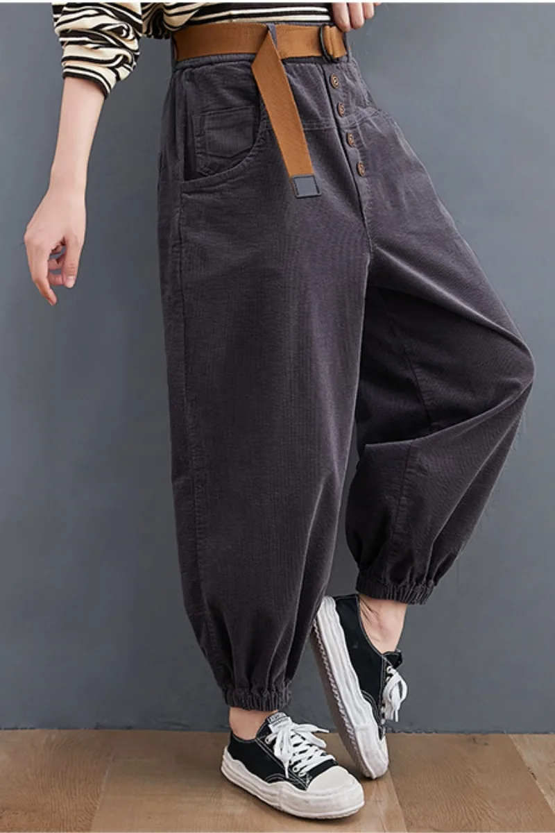 Брюки женские вельветовые однотонные Модные Винтажные плотные теплые шаровары с