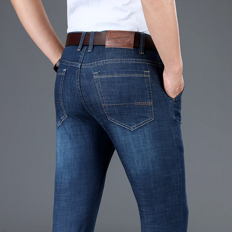 

New Men's Jeans Spring Summer Thin Fashion Stretch Slim Cotton Straight Leg Denim Casual Wear Brand Trousers Men Pants Clothing