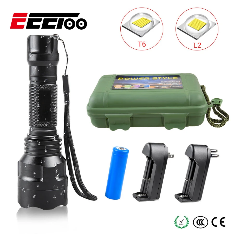Мощный светодиодный фонарик перезаряжаемая портативная лампа освещение для