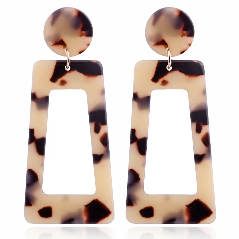 New Trapezoid Big Long Acrylic Nails Acetate Drop Earrings For Women Boho Colorful Rectangular Tortoise Jewelry | Украшения и