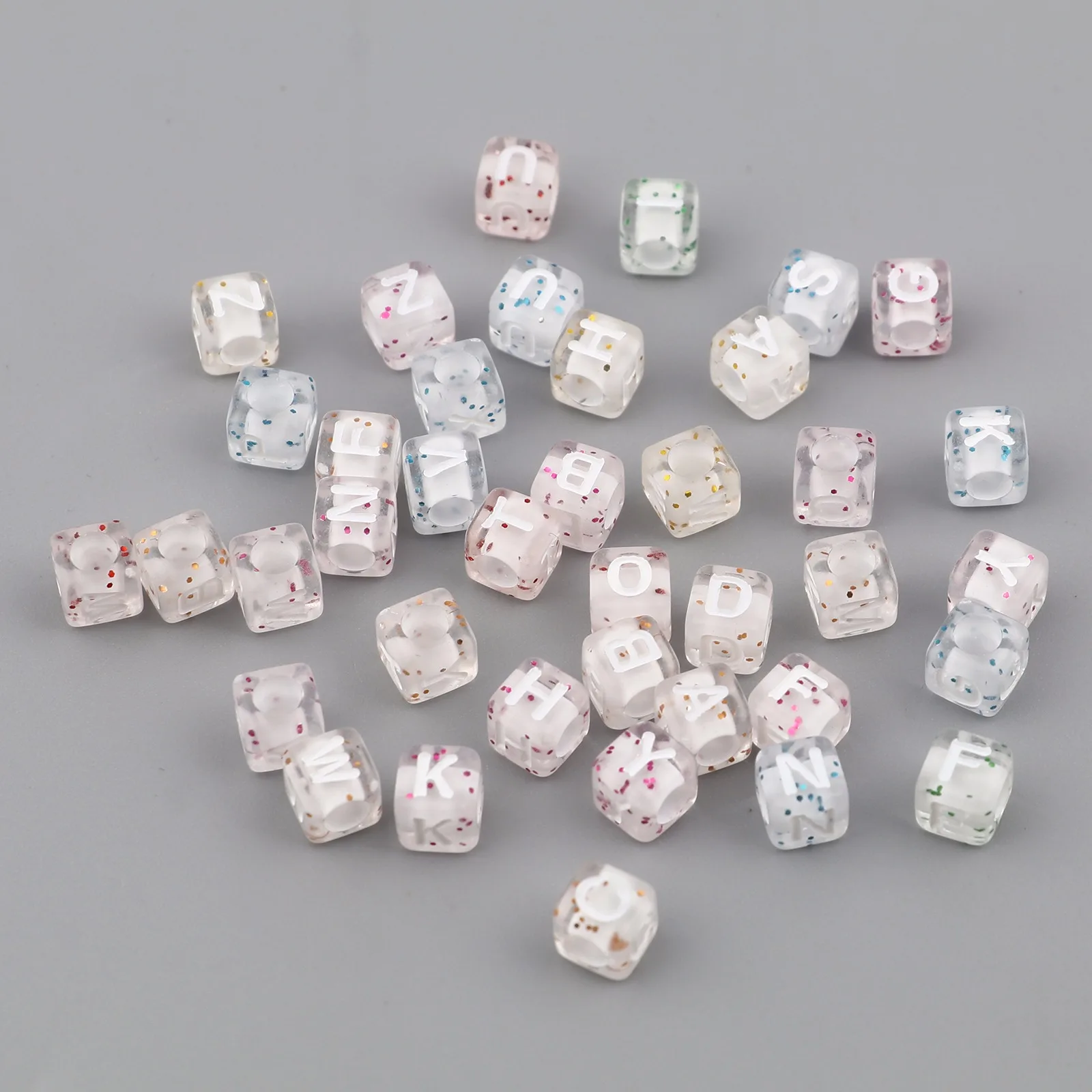 

Doreen Box 6mm Acrylic Beads Square Capital Letter Pattern Loose Beads For DIY Making Bracelets Jewelry At Random Color ,500PCs
