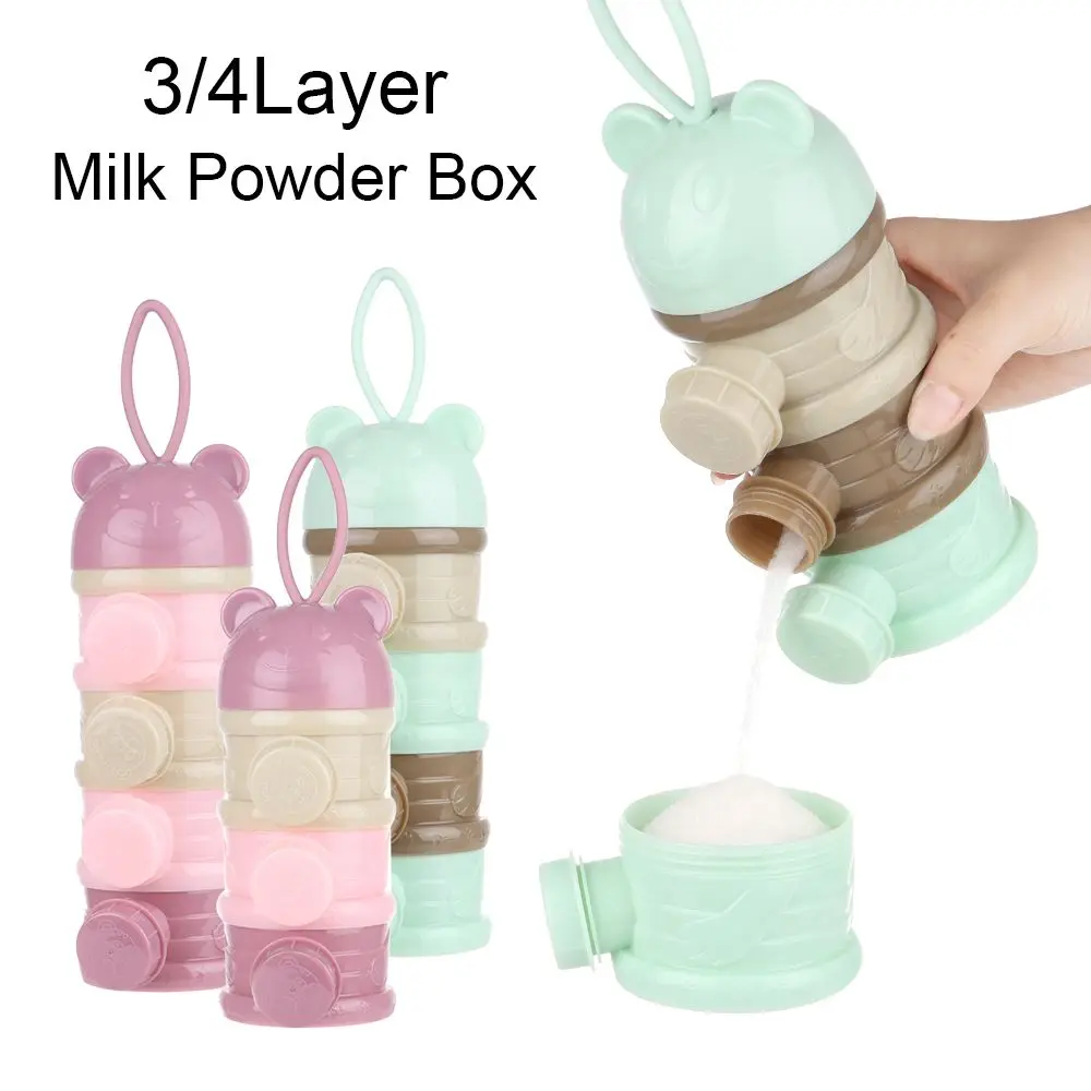 

Baby Food Storage Box Bear Style Portable Multiple Openings Cereal Cartoon Infant Milk Powder Box Toddle Snack Container