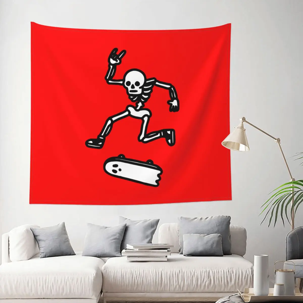 Rad In Peace Skul Skeleton Tapestry Colorful Polyester Wall Hanging Room Decor Curtain Witchcraft | Дом и сад