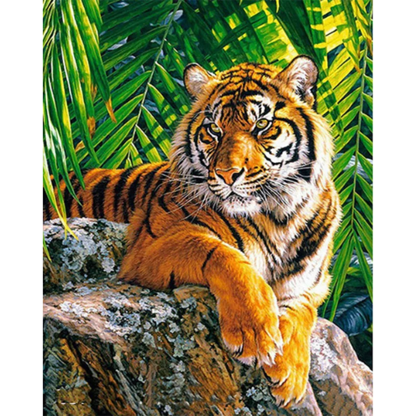 

5D DIY Diamond Painting Cross Stitch Kit Diamond Mosaic Embroidery Tiger Animal Picture Square Round Diamond Home Decor BM079