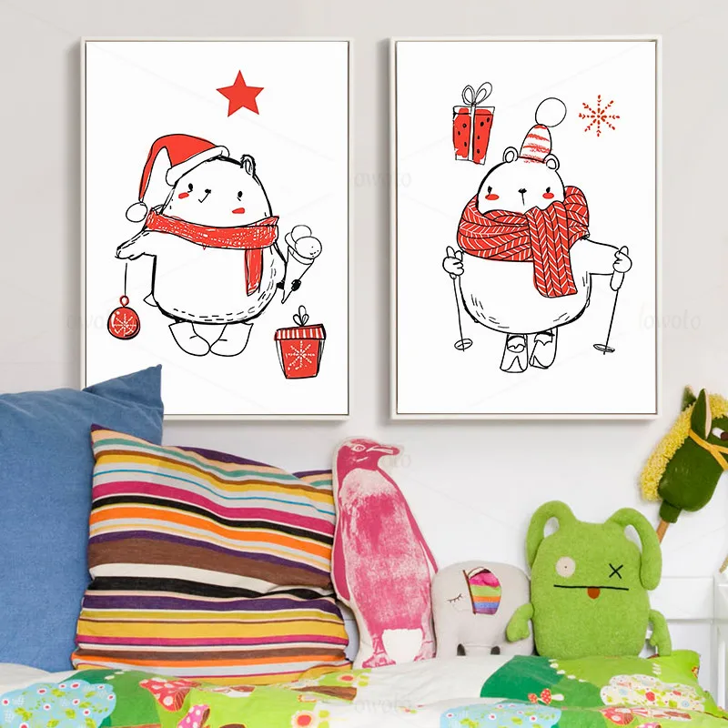 Детским принтом в виде снеговика простая Вельветовая детская плакат Новый год