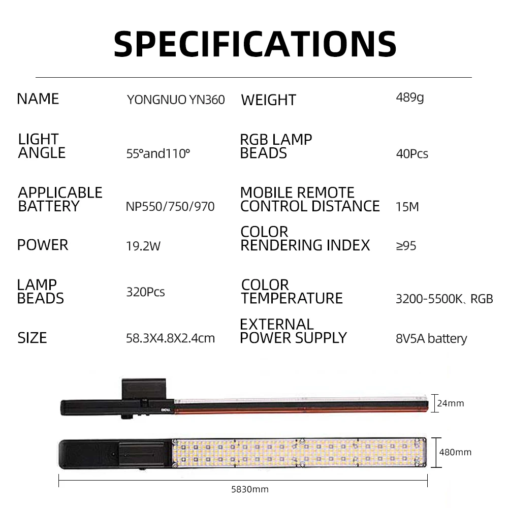 Ручной светодиодный светильник для видеосъемки YONGNUO YN360 3200k 5500k RGB красочный 39 5 см