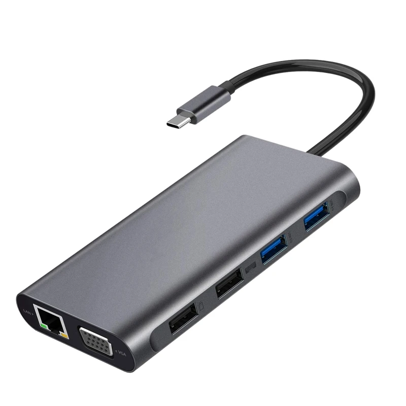 

USB C Hub, Usb-C Laptop Docking Station, 11 in 1 Three Display Type C Adapter, Suitable for and Windows (2Hdmi VGA Pd3.0
