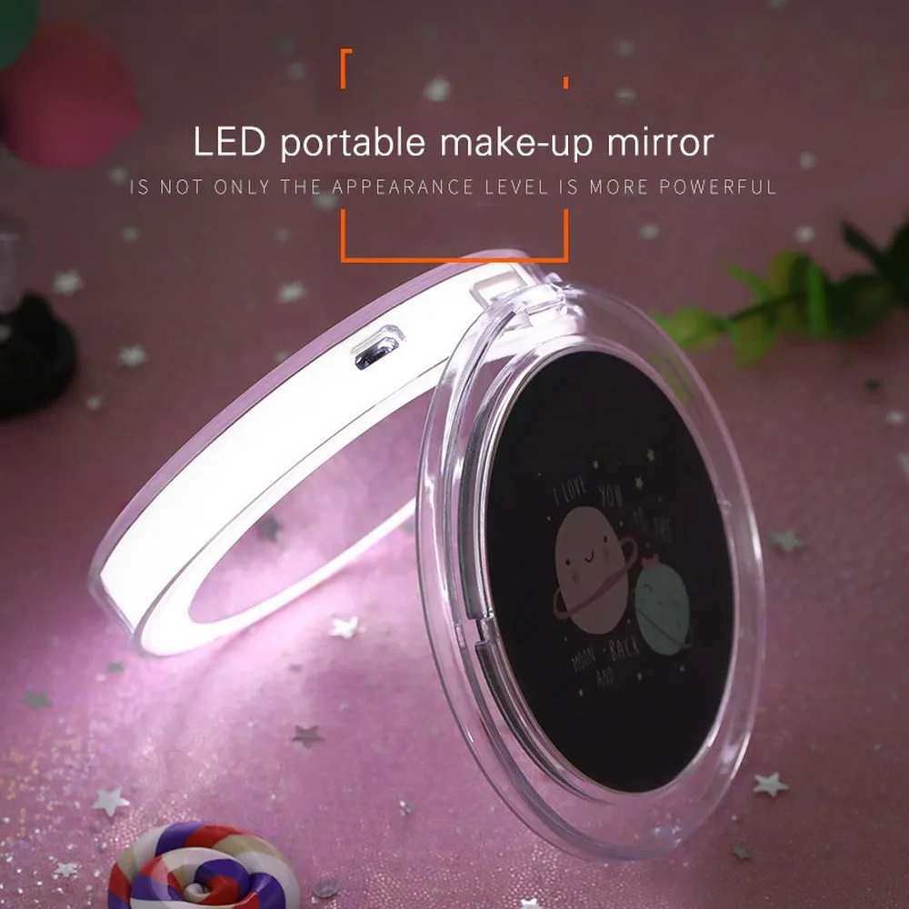 Led зеркало для макияжа с подсветкой мини туалетное увеличительное Spiegel