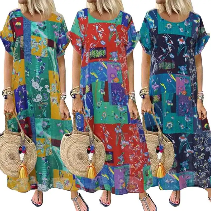 ZANZEA 2021 летнее платье в винтажном стиле с цветочным принтом длинное для женщин