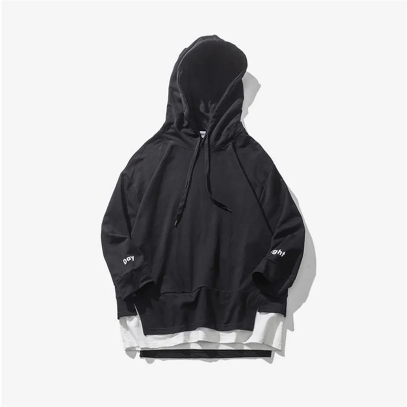 

High Quality Men Spring Hoodies Fashion Leisure Style Korean Print Hooded Three Quarter Sleeves Versatile Casual Smooth Male Top