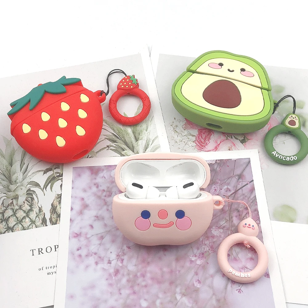 

For Airpods pro case soft silicone earphone cover cute cartoon strawberry cover airpods protective cases anti-fall air pods case