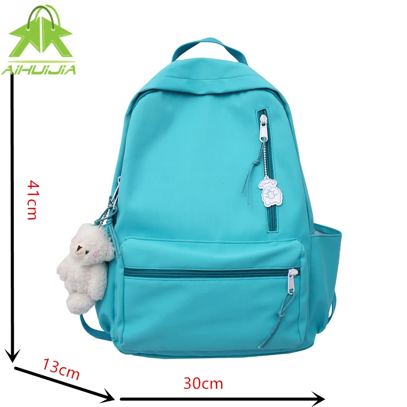

Fashion Unisex Solid Color Backpacks Multifunction High Capacity Student School Bags New Nylon Travel Women Shoulder Handbag