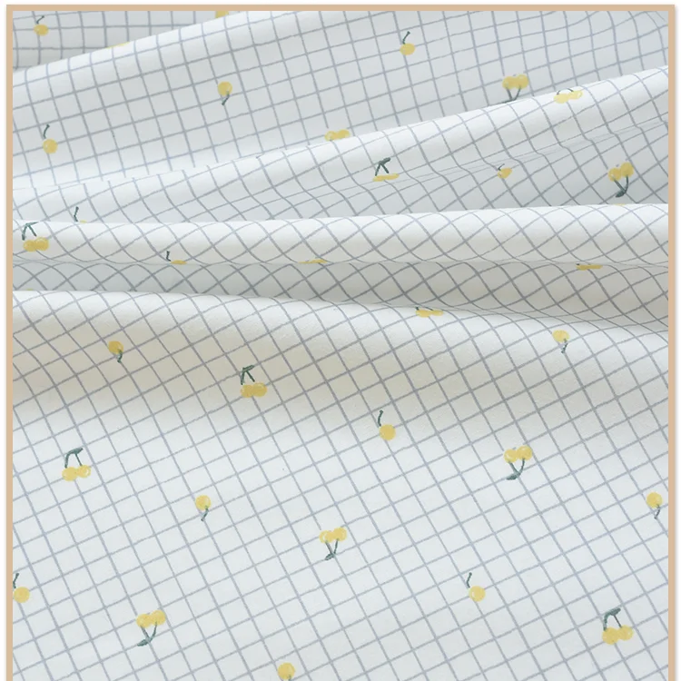 Маленькая тестовая Ткань Хлопок Клетчатая идиллическая вишневая ткань платье