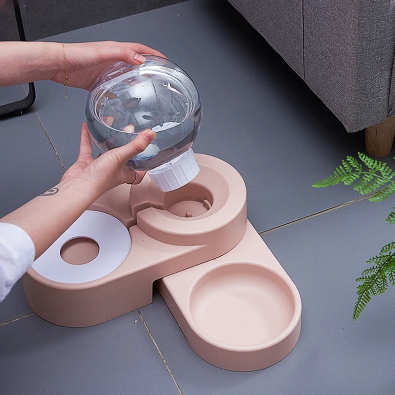 

Pet Drinking Bowl Dog Bowl Double Bowl Dog Food Bowl Non-Wet Mouth Bubble Automatic Water Dispenser New Pet Supplies