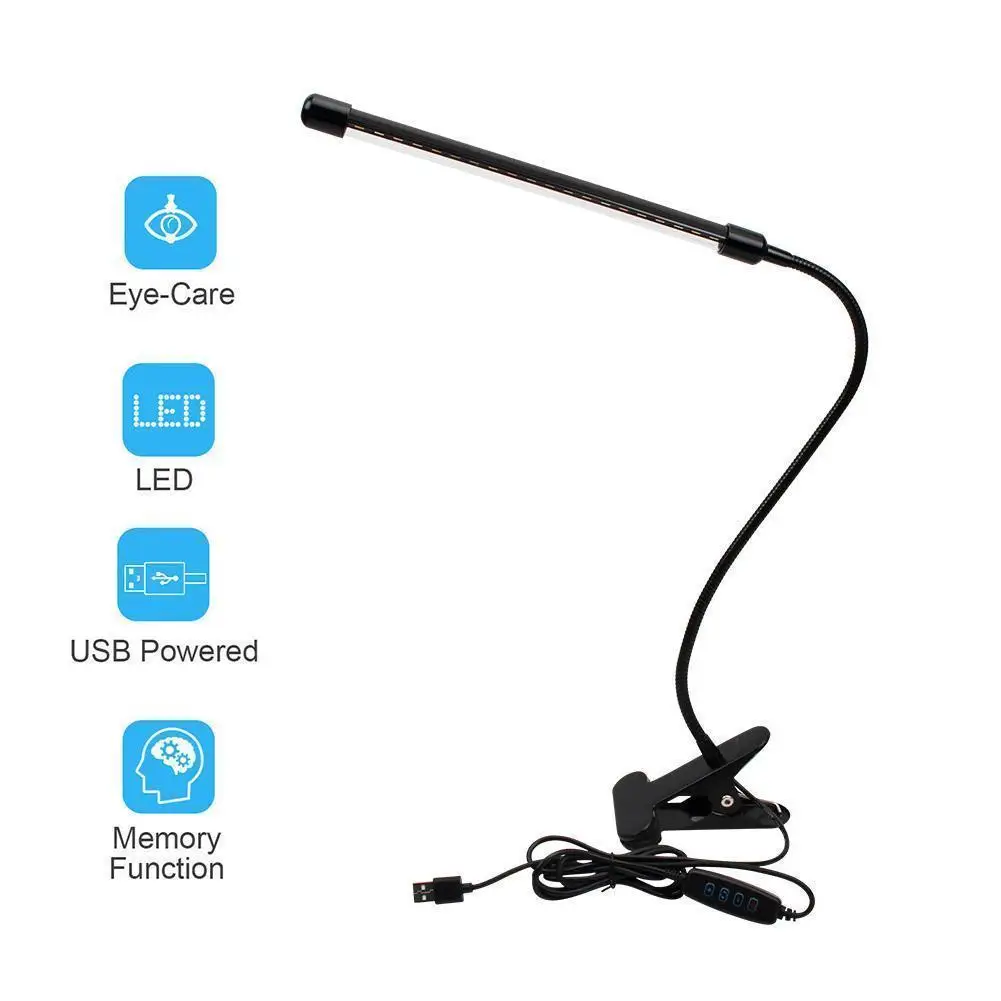 

1Pcs Folding LED Clip On Desk Lamp With 3 Modes Eye Table Reading Protection Computer USB Lamp And Working Clamp Plug-in Fo U5U6