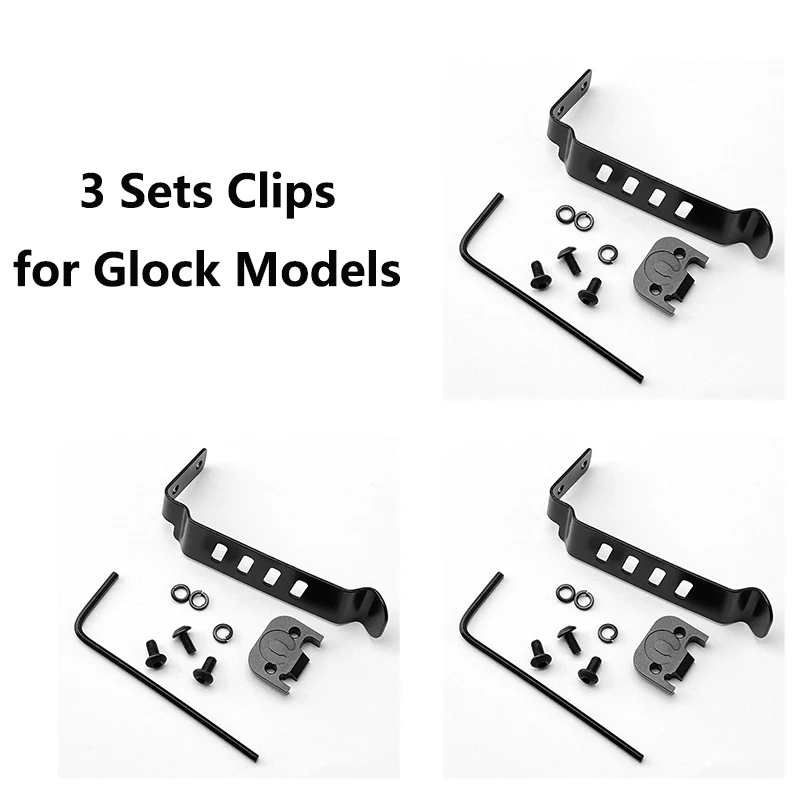 

3 Sets High Carbon Spring Steel Tempered Glock Gun Belt Clip Waist Pocket Clamps for Glocks Models DIY Making Accessories Screws