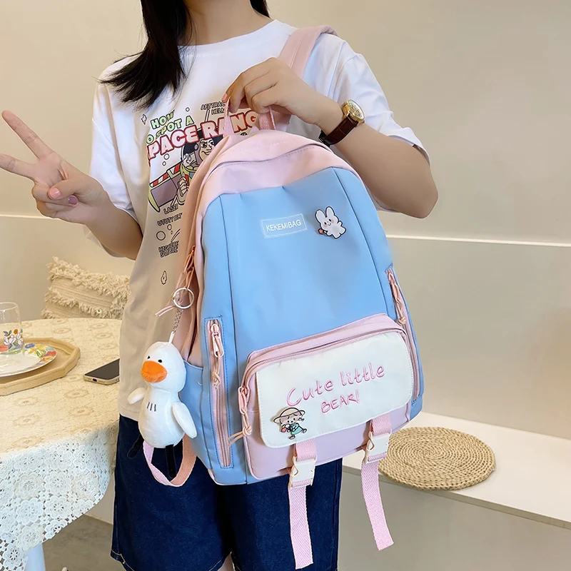 

Simplicity Fashion Waterproof Women Backpack Teenager Girl BookBag Laptop Rucksack Cute Student School Bag Blue Pink Green