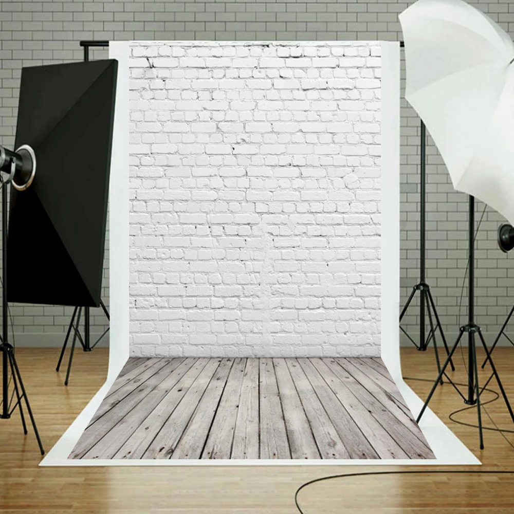

Photography Background Vinyl White Brick Wall Wood Board Backdrop for Pet Photo Studio Baby Shower Newborn Children Photoshoot