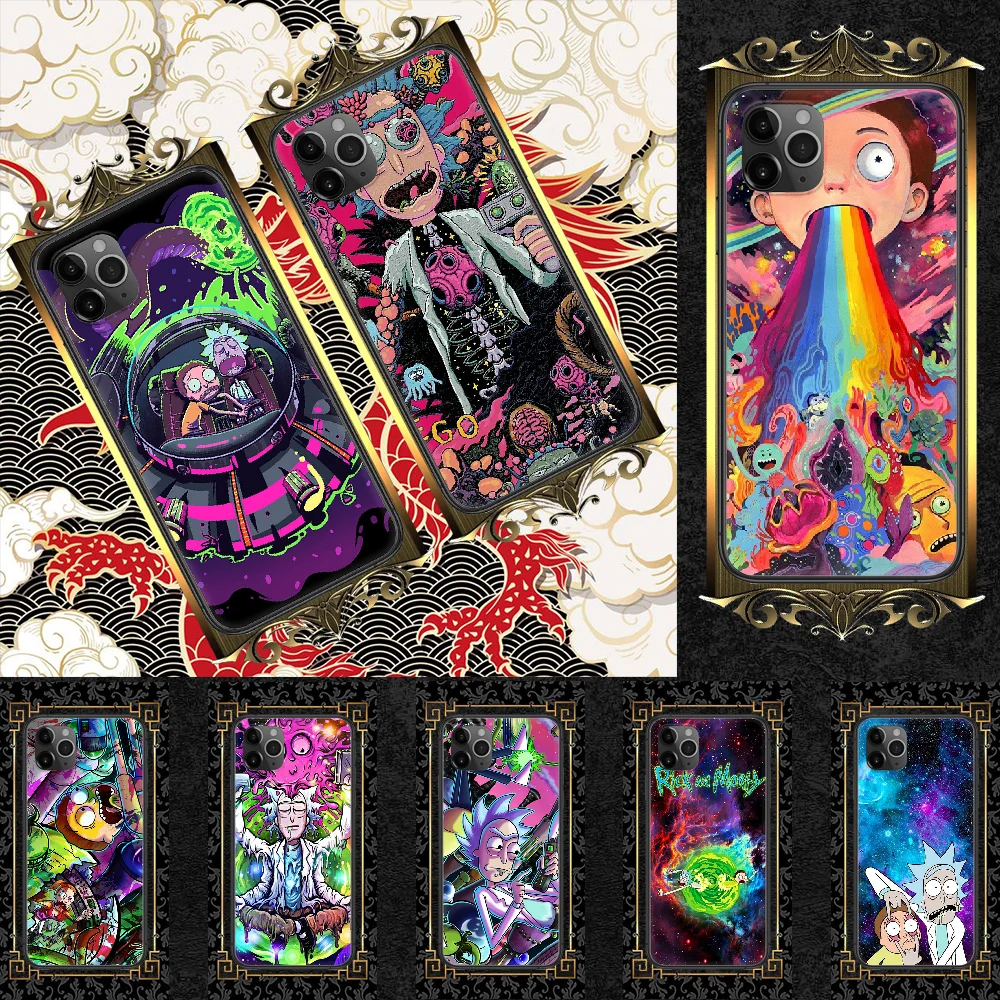 

Cartoon Rick-compatible-Morty Phone Case Cover Hull For iphone 5 5s se 2 6 6s 7 8 12 mini plus X XS XR 11 PRO MAX black silicone