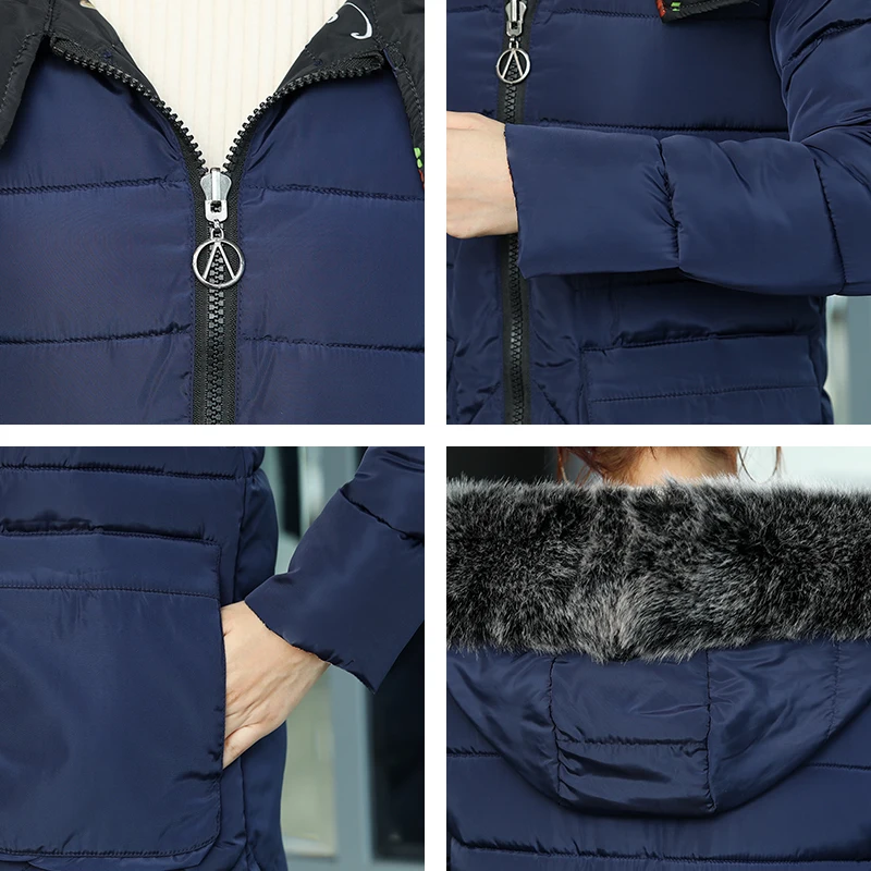 

Both Sides Can Be Wear Long Women's Winter Jacket Plus Size Slim Casual Coat Women Hooded With Thick Fur Collar Female Parkas