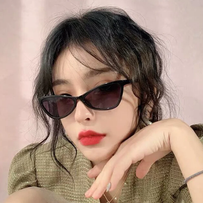 

YJ3180 New Fashion Tea pink Gradient Sunglasses Women Ocean Water Cut Trimmed Lens Metal Curved Temples Sun Glasses Female