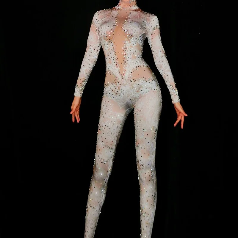 Новинка Модный комбинезон стразы леггинсы женская одежда для ночного клуба