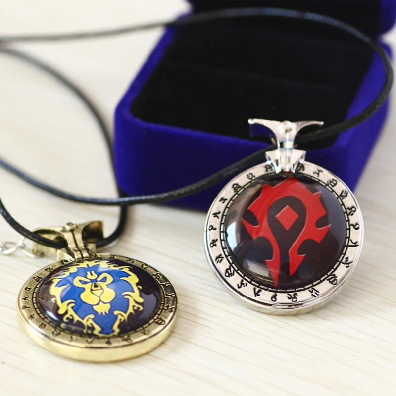 FIMAODZ Новая мода игра ожерелье красная Орда Знак Голова льва стеклянная подвеска