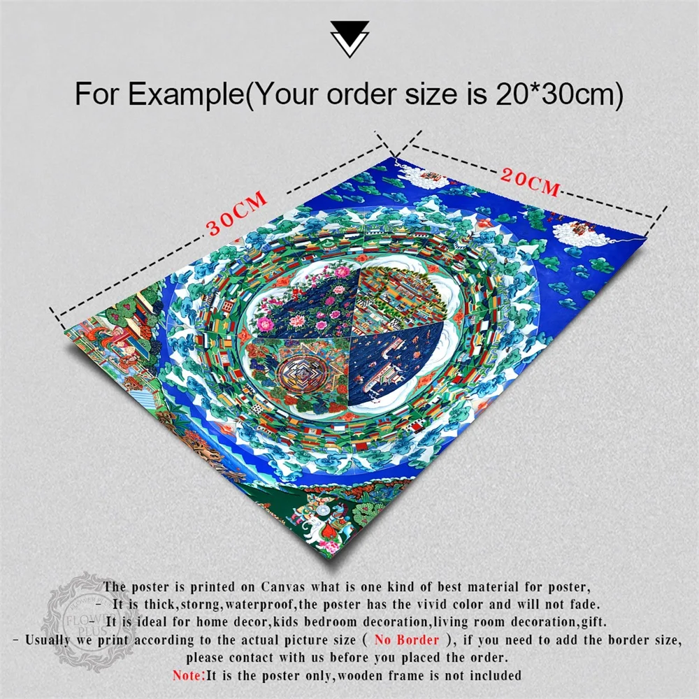 

Thangka Three Worlds India Chinese Religion Style Canvas Print Painting Poster Art Wall Pictures for Hallway quadro cuadros