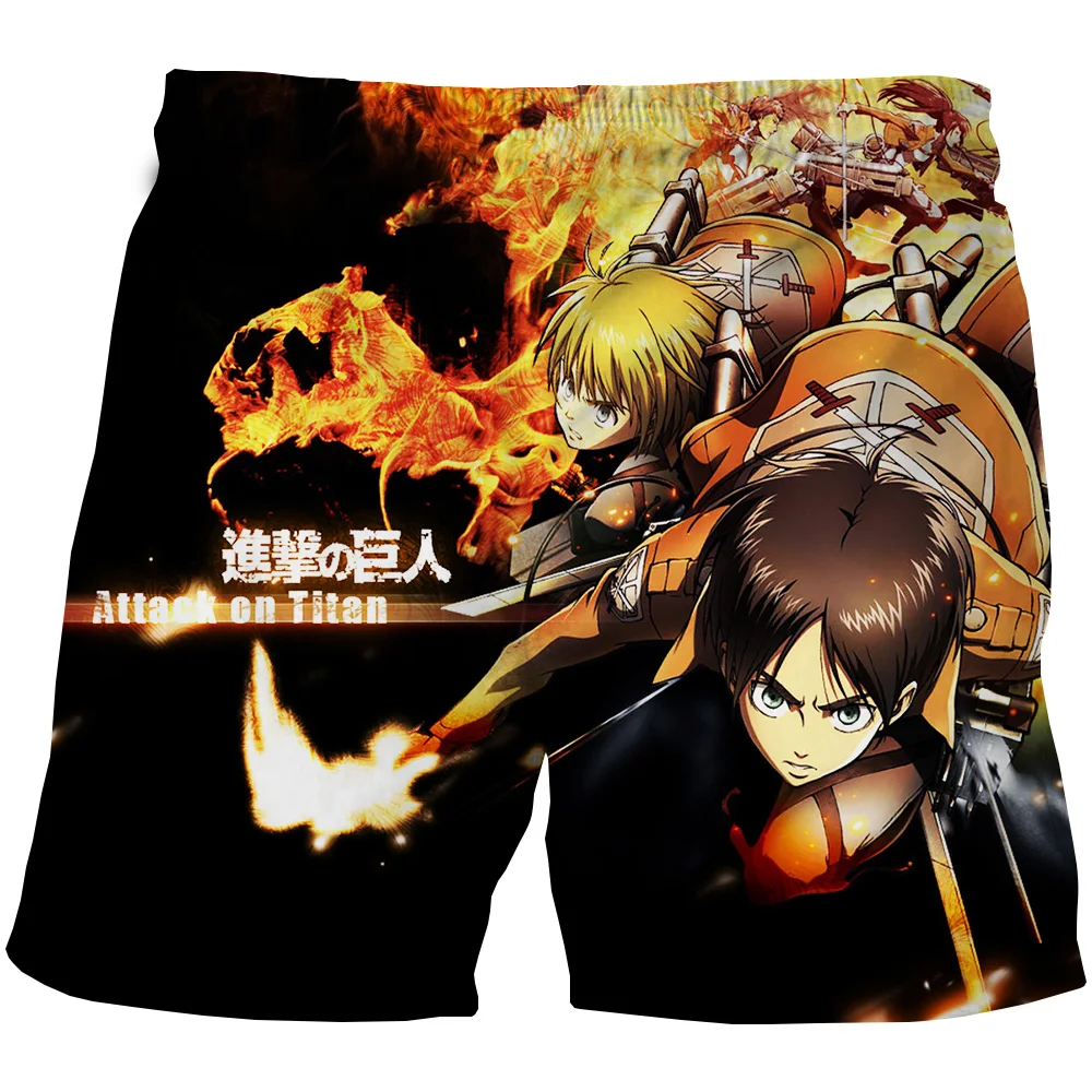 Шорты для скейтборда с аниме принтом атака на Титанов спортивные забавные