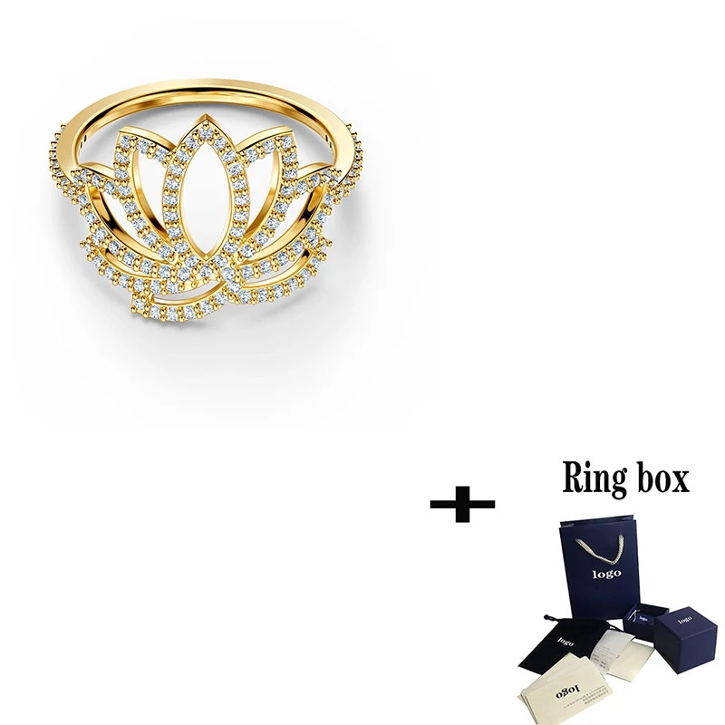 

SWA 2020 New Stylish Exquisite Lotus Ring Romantic Jewelry For Girlfriend Valentine Day Engagement Commemorative Gift