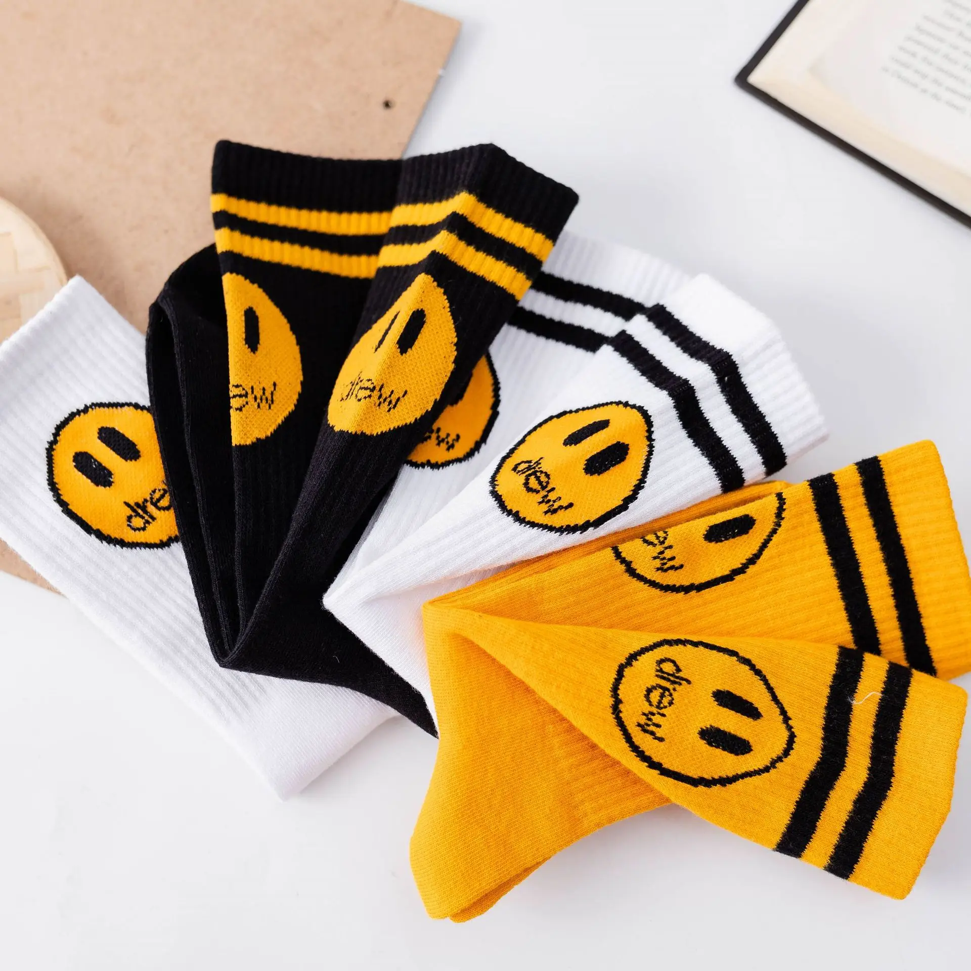 

Women Socks Harajuku Funny Cartoon Cute smiley socks Patterns hapiness Smiley Happy Fun Skateboard Socks Men
