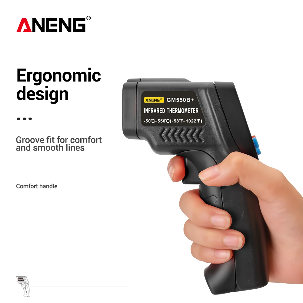 ANENG GM550B+ цифровой инфракрасный термометр, гигрометр, метеостанция, измеритель температуры, измеритель влажности, лазерный термометр