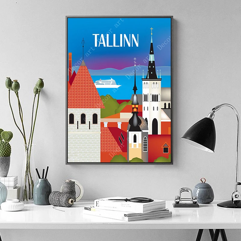 Эстония Литва Латвийская Рига Таллинн для путешествий холст картины винтажные