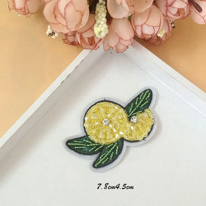 Sunflower Crystal Rhinestone Patches for Clothing Sew on Fruit Pineapple Clothes Appliques Badge Stripes Diamond Stickers | Дом и сад