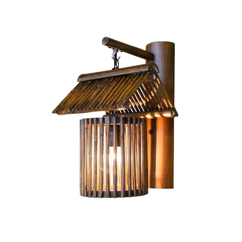 

Bamboo Art plain face creative pastoral simple corridor wall lamp handmade antique American Tea House Farm restaurant bamboo wal